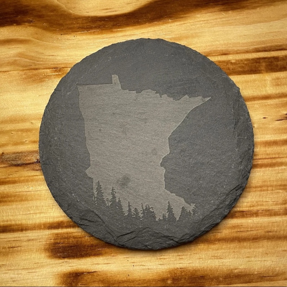 (SET OF 4) MINNESOTA PINES, CUSTOM SLATE STONE COASTER (FOUR PACK)